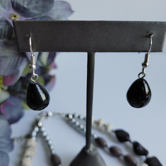 Double Strand Natural Stone Bead Necklace Earrings Set - Picture 7 of 7